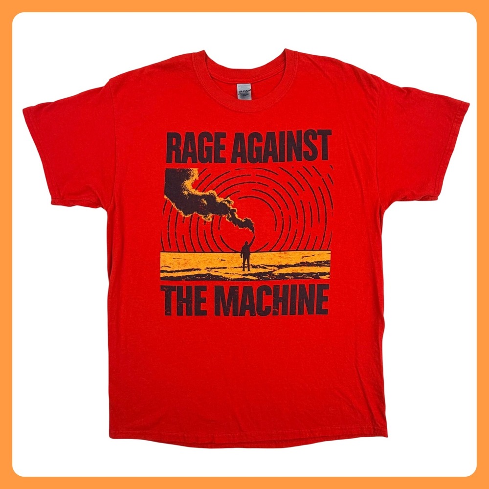 Vintage Gildan Rage Against The Machineβ T Shirt Men Large Red Band Tee 90s Y2K